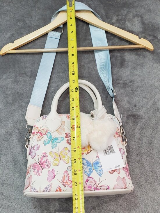 LUV BETSEY JOHNSON Butterfly Crossbody Dome Satchel NWT Fuzzy Charm Clip Spring - Picture 7 of 11